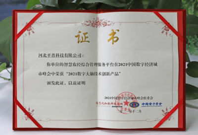 喜報(bào) 平普科技成功入選2021年數(shù)字大腦技術(shù)創(chuàng)新產(chǎn)品優(yōu)秀案例